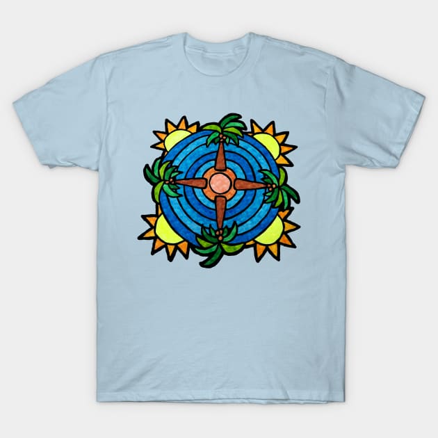 Tropical Island Themed Mandala T-Shirt by gorff